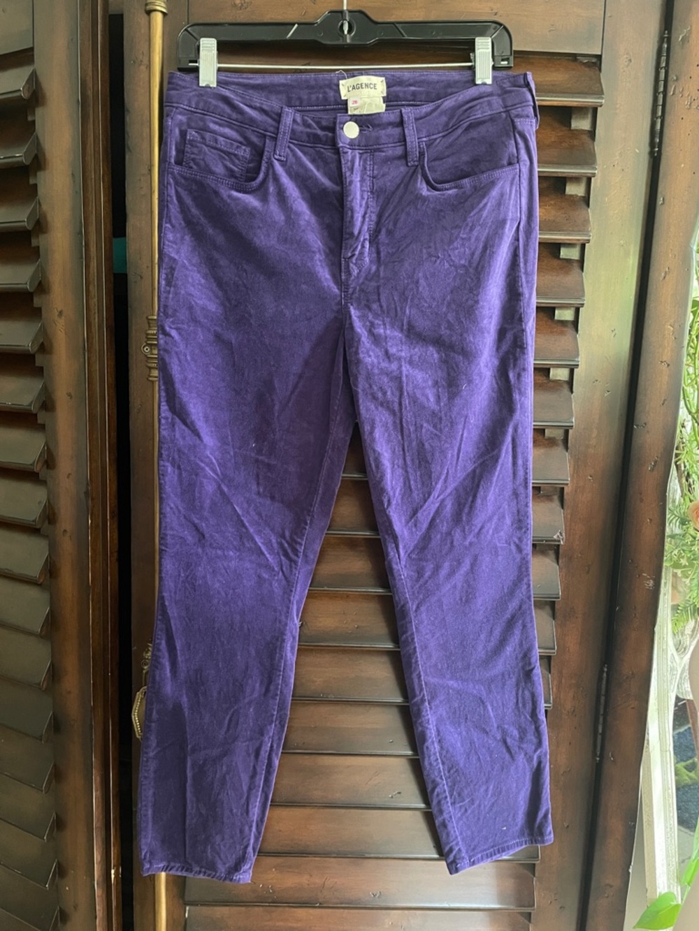L'AGENCE Women's Purple Velvet Jeans Pants Size 28